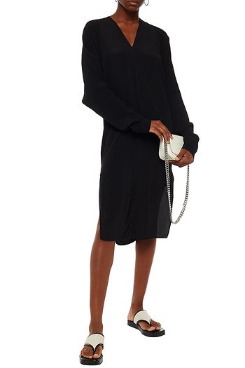 RICK OWENS Crepe de chine midi dress