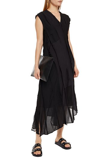 ACNE STUDIOS Asymmetric crepe de chine and georgette midi dress