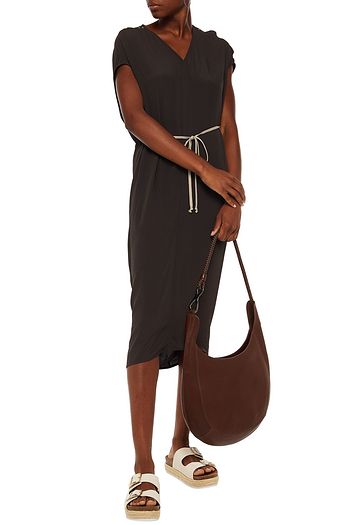 RICK OWENS Gathered crepe de chine midi dress