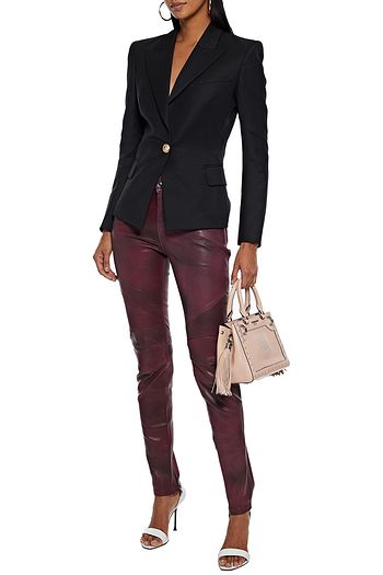 PIERRE BALMAIN Moto-style burnished-leather skinny pants