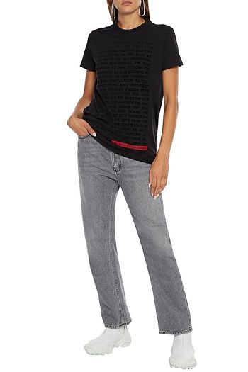 DRKSHDW BY RICK OWENS Level flocked printed cotton-jersey T-shirt