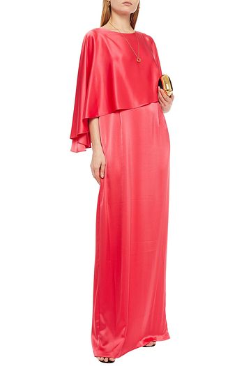 ST. JOHN Cape-effect satin gown