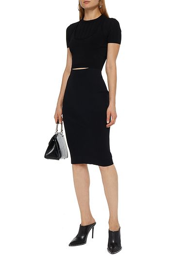 ALEXANDERWANG.T Mesh-trimmed cropped stretch-knit top