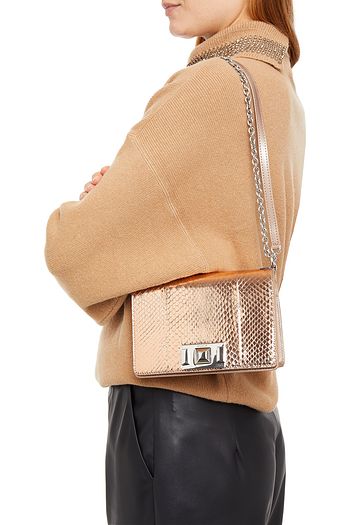 FURLA Mimi metallic ayers and leather shoulder bag