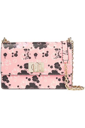 FURLA 1927 S floral-print textured-leather shoulder bag