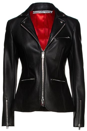 ALEXANDER WANG Zip-detailed textured-leather blazer
