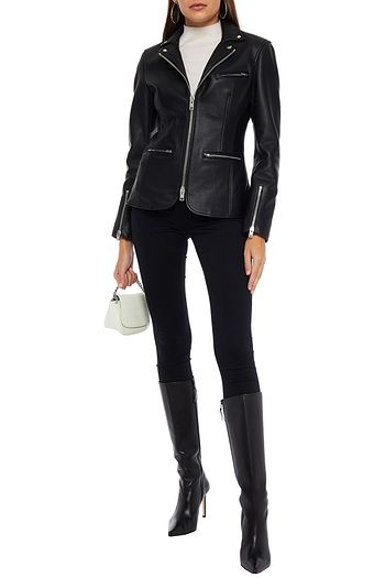 ALEXANDER WANG Zip-detailed textured-leather blazer