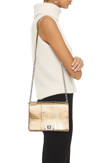 FURLA Mimi leather and metallic ayers shoulder bag