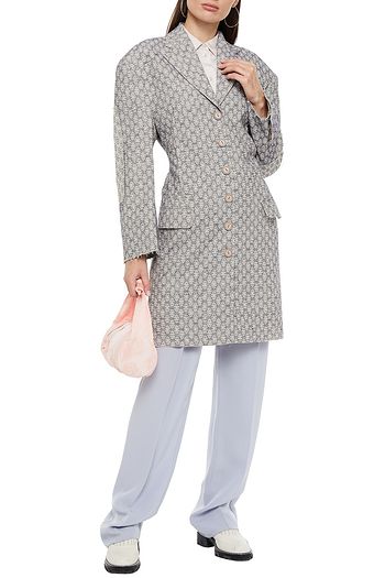 ACNE STUDIOS Mantel aus floralem Jacquard mit Fransen
