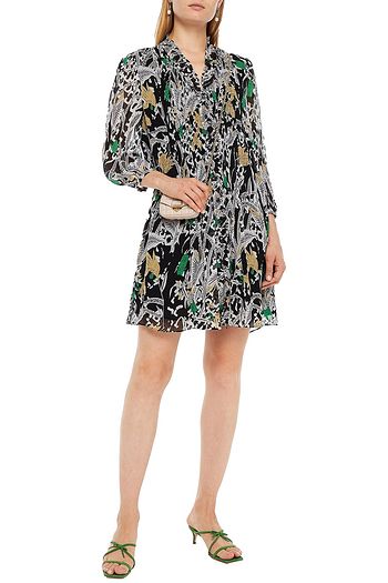 DIANE VON FURSTENBERG Ruffle-trimmed printed crepon mini dress