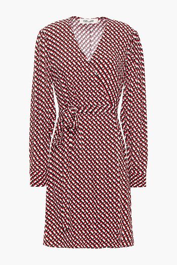 DIANE VON FURSTENBERG Printed crepe mini wrap dress