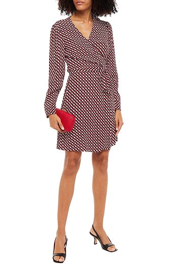 DIANE VON FURSTENBERG Printed crepe mini wrap dress
