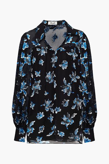 DIANE VON FURSTENBERG Heidi floral-print burnout silk-chiffon blouse