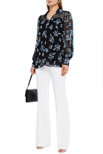 DIANE VON FURSTENBERG Heidi floral-print burnout silk-chiffon blouse