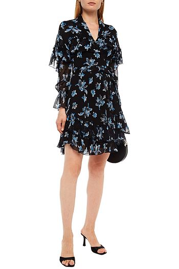 DIANE VON FURSTENBERG Martina ruffled floral-print chiffon mini wrap dress
