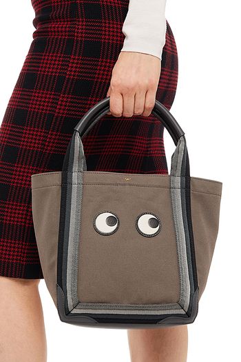 ANYA HINDMARCH Appliquéd striped cotton-canvas tote