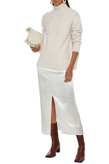 VINCE. Cable-knit wool-blend turtleneck sweater