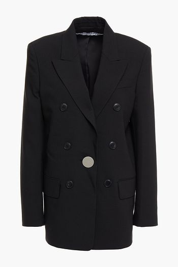 ALEXANDER WANG Leather-trimmed twill blazer