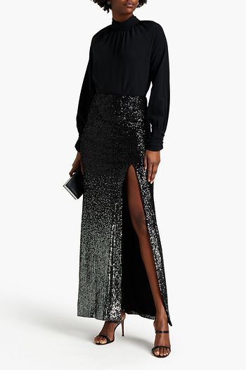 GALVAN LONDON Sequined mesh maxi skirt