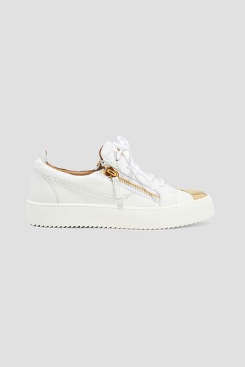GIUSEPPE ZANOTTI Frankie zip-detailed embellished leather sneakers