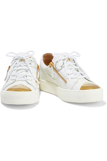 GIUSEPPE ZANOTTI Frankie zip-detailed embellished leather sneakers
