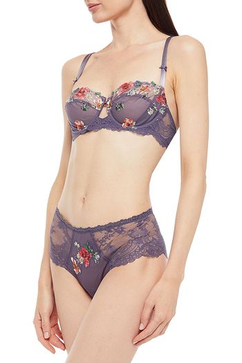 LISE CHARMEL Rêve Orchidée embroidered tulle and lace balconette bra