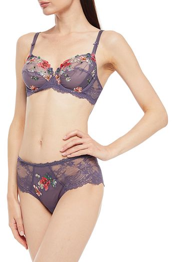 LISE CHARMEL Rêve Orchidée embroidered tulle and lace balconette bra