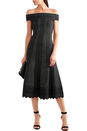 ALEXANDER MCQUEEN Off-the-shoulder jacquard-knit dress
