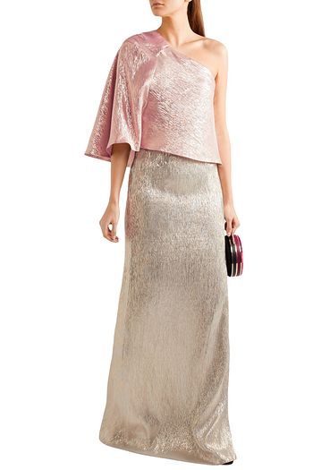 ROLAND MOURET Harrington one-shoulder silk-blend lamé gown