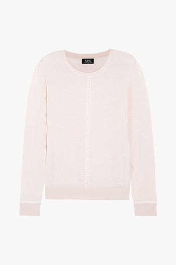 A.P.C. Manda lattice-trimmed cotton and linen-blend sweater