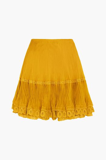 CHLOÉ Layered plissé silk-organza mini skirt