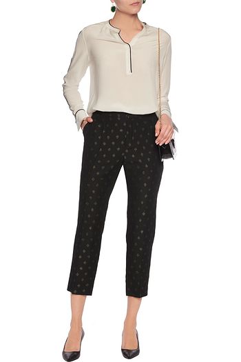 CHLOÉ Cropped metallic jacquard straight-leg pants