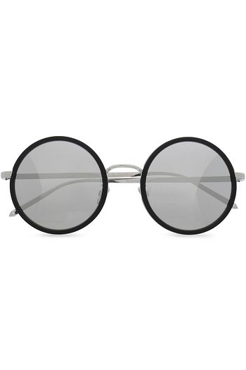 LINDA FARROW Round-frame silver-tone mirrored sunglasses