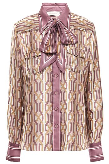 ZIMMERMANN Pussy-bow printed silk-satin twill shirt