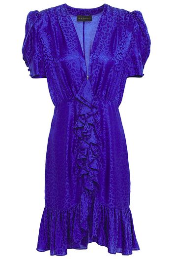 DUNDAS Ruffled satin-jacquard dress