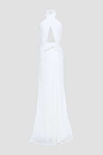 DUNDAS Cutout ruched stretch-jersey gown