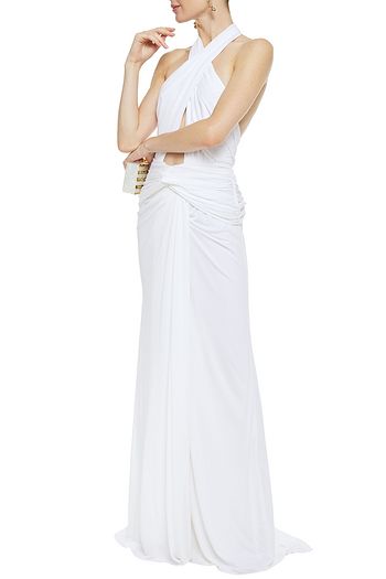 DUNDAS Cutout ruched stretch-jersey gown