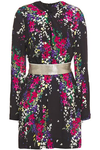 DUNDAS Twist-front belted floral-print silk-blend crepe mini dress