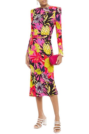 DUNDAS Floral-print stretch-crepe midi dress