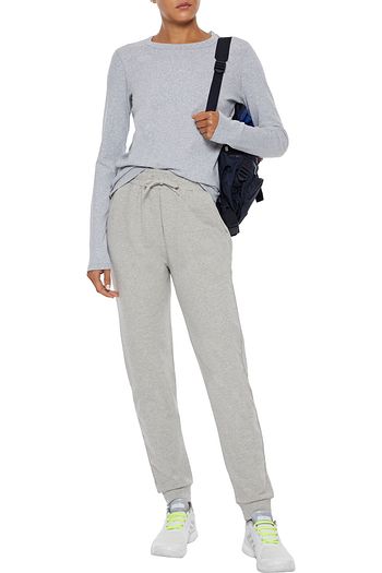 DKNY Embroidered stretch cotton and modal-blend jersey top