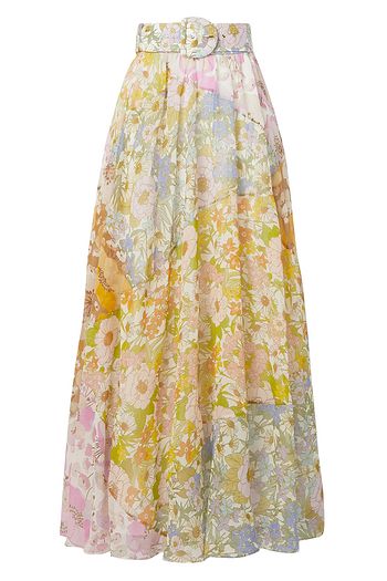ZIMMERMANN Super Eight Maxirock aus Voile aus einer Baumwoll-Seidenmischung mit floralem Print und Gürtel