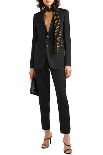 SAINT LAURENT Striped wool-twill slim-leg pants