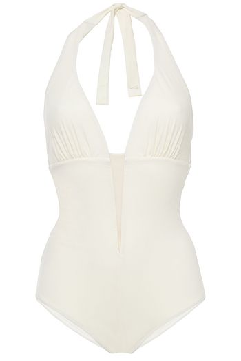 I.D. SARRIERI Tulle-trimmed cutout halterneck swimsuit