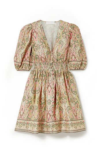 ZIMMERMANN Freja shirred paisley-print linen mini dress