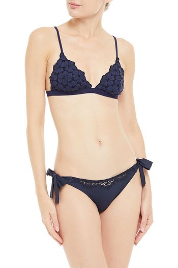 I.D. SARRIERI Malibu Sunshine stretch-broderie anglaise triangle bikini top