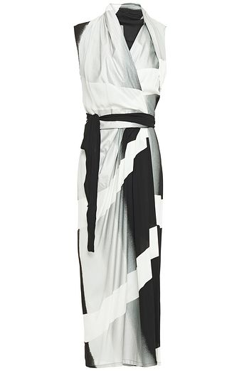RICK OWENS Draped dégradé crepe midi wrap dress