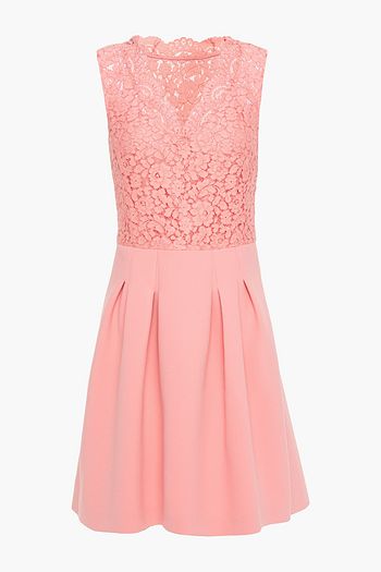 CLAUDIE PIERLOT Corded lace and pleated crepe mini dress
