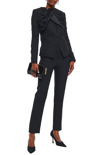 HAIDER ACKERMANN Satin-trimmed wool-cady slim-leg pants