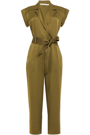 VERONICA BEARD Ophelia cropped belted satin-crepe jumpsuit