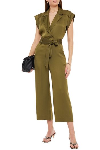 VERONICA BEARD Ophelia cropped belted satin-crepe jumpsuit